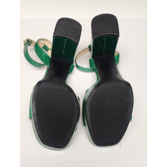 Guess Wgrestore-R Green Faux Leather Ankle Strap Platform Block Heel Sandals 11M - Picture 12 of 12